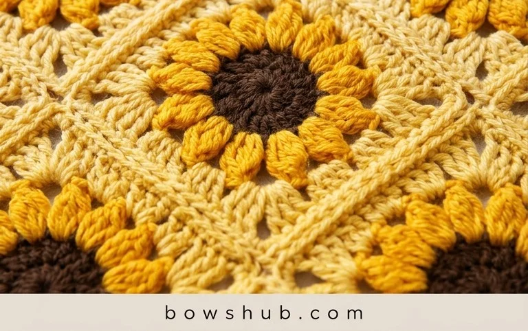 Sunflower Square Blanket Crochet Pattern
